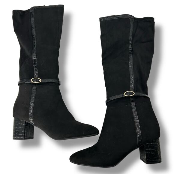 NEW Karen Scott Black Boots size 8 Knee High Tall Sleek Quiet Luxury Work NWT - Picture 1 of 9